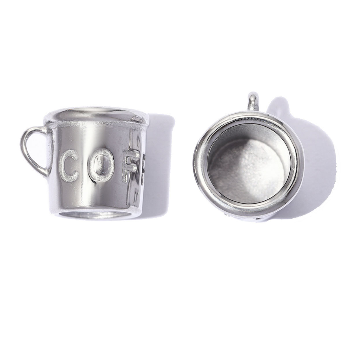 6pcs/pack Stainless Steel 3D Coffee Cup DIY Bracelet Charms Glass Cherry Necklace Pendants Capsule Shoe Accessory Wholesale