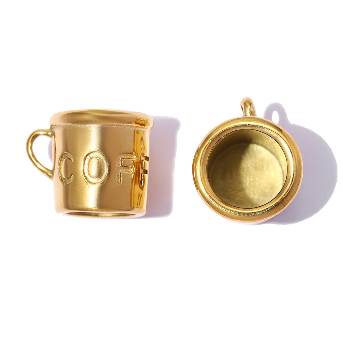 6pcs/pack Stainless Steel 3D Coffee Cup DIY Bracelet Charms Glass Cherry Necklace Pendants Capsule Shoe Accessory Wholesale
