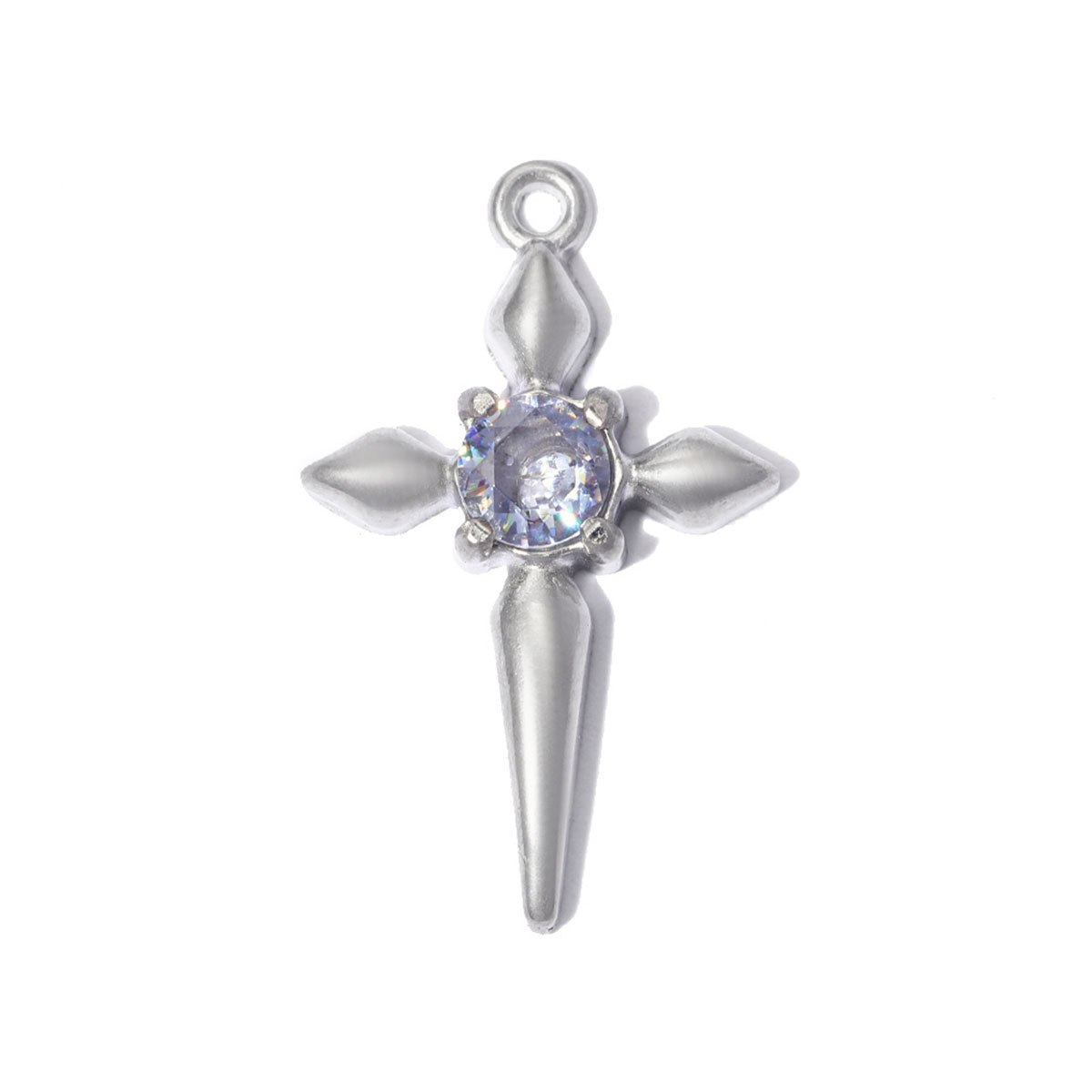 6pcs/pack French Retro 12x19mm Stainless Steel Zircon Cross DIY Earring Charms Star Necklace Pendants Woman Jewelry Wholesale