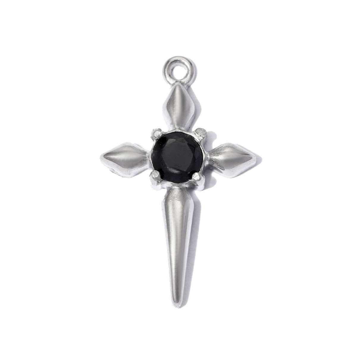 6pcs/pack French Retro 12x19mm Stainless Steel Zircon Cross DIY Earring Charms Star Necklace Pendants Woman Jewelry Wholesale