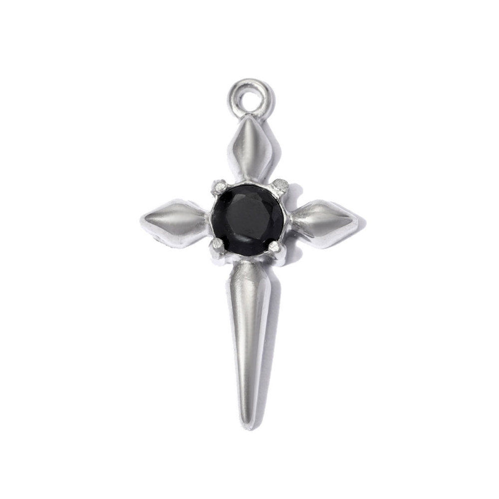 6pcs/pack French Retro 12x19mm Stainless Steel Zircon Cross DIY Earring Charms Star Necklace Pendants Woman Jewelry Wholesale