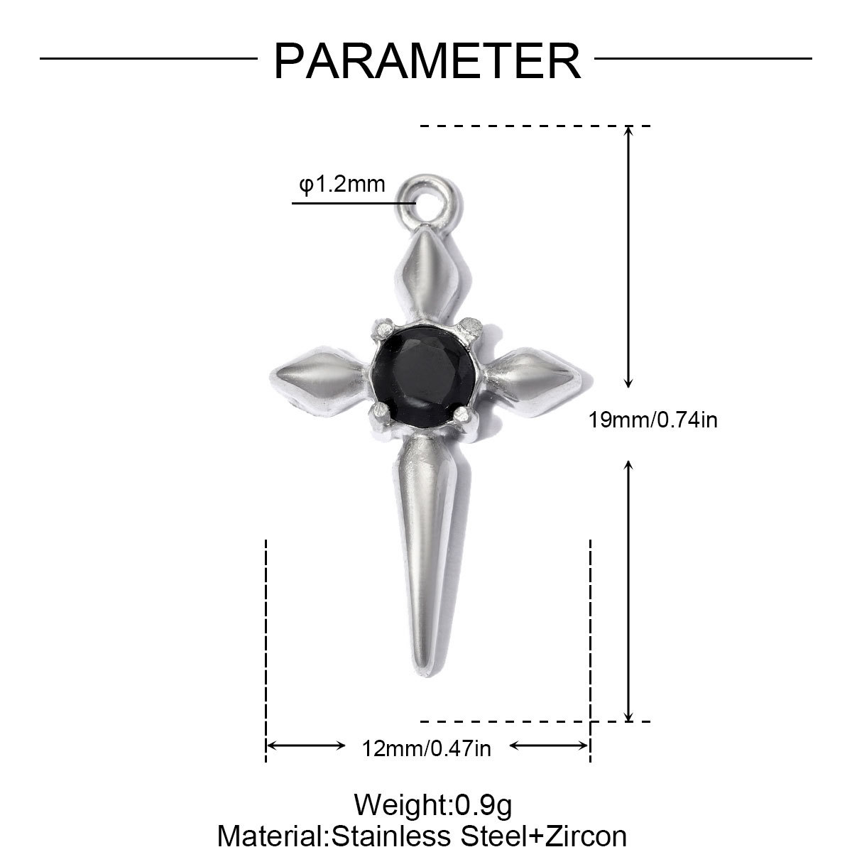 6pcs/pack French Retro 12x19mm Stainless Steel Zircon Cross DIY Earring Charms Star Necklace Pendants Woman Jewelry Wholesale