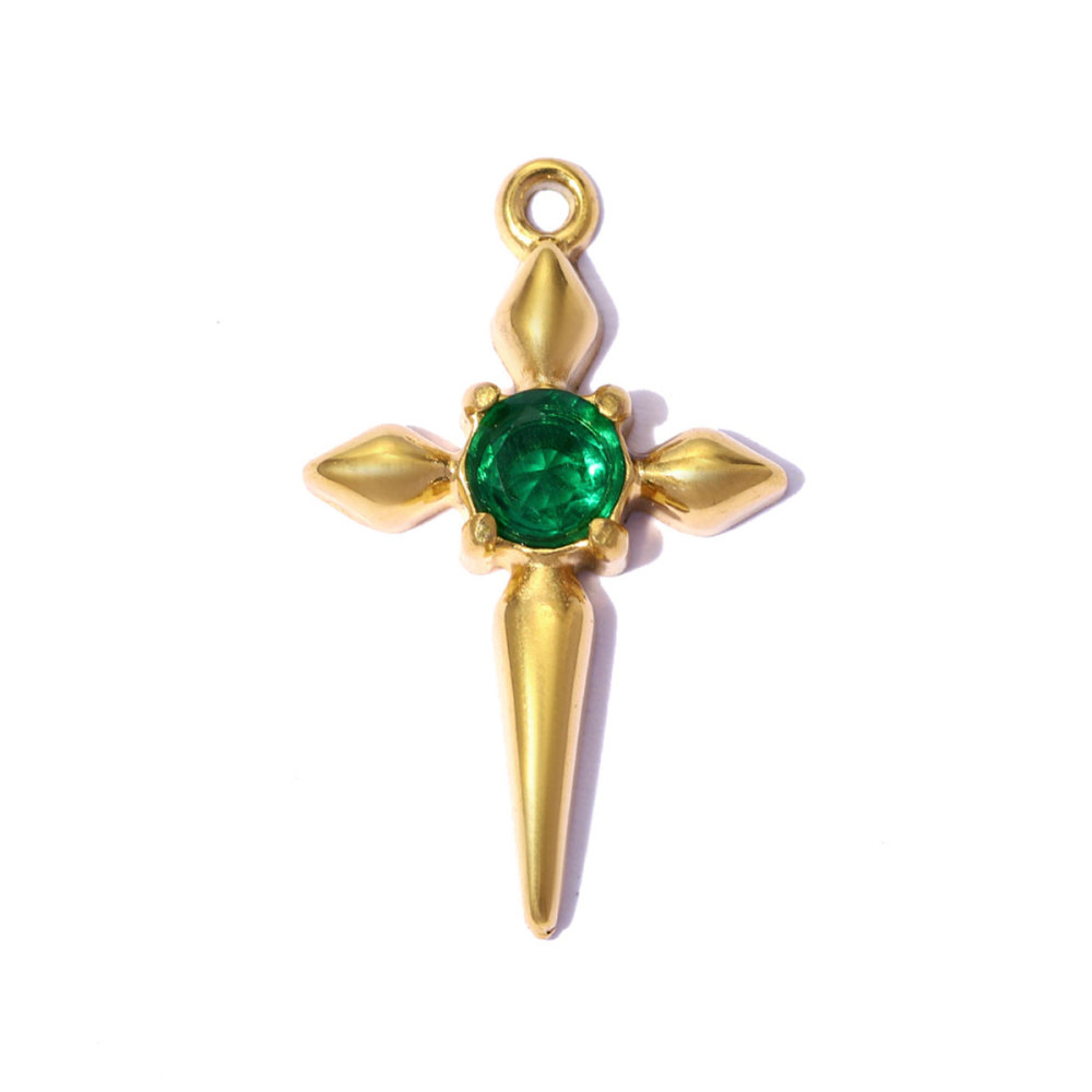 6pcs/pack French Retro 12x19mm Stainless Steel Zircon Cross DIY Earring Charms Star Necklace Pendants Woman Jewelry Wholesale