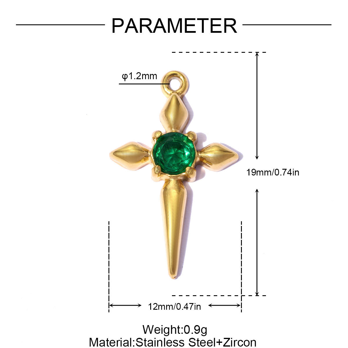 6pcs/pack French Retro 12x19mm Stainless Steel Zircon Cross DIY Earring Charms Star Necklace Pendants Woman Jewelry Wholesale