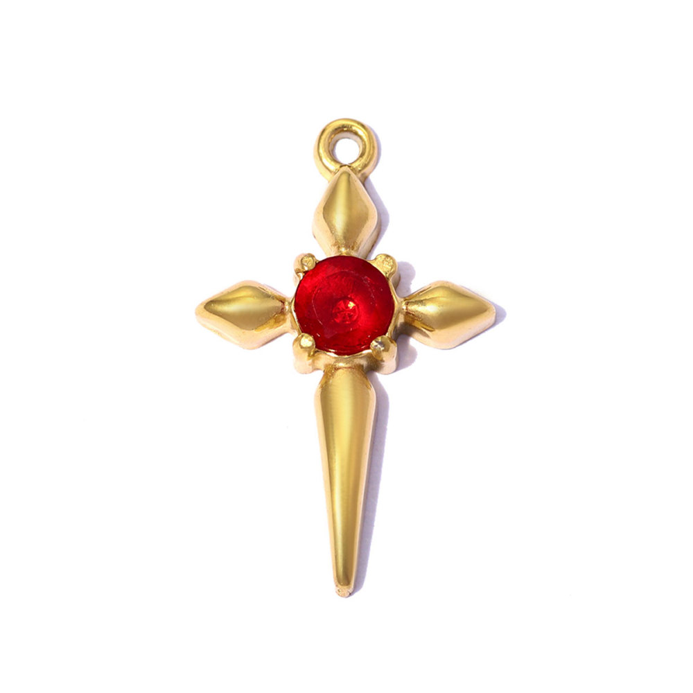 6pcs/pack French Retro 12x19mm Stainless Steel Zircon Cross DIY Earring Charms Star Necklace Pendants Woman Jewelry Wholesale