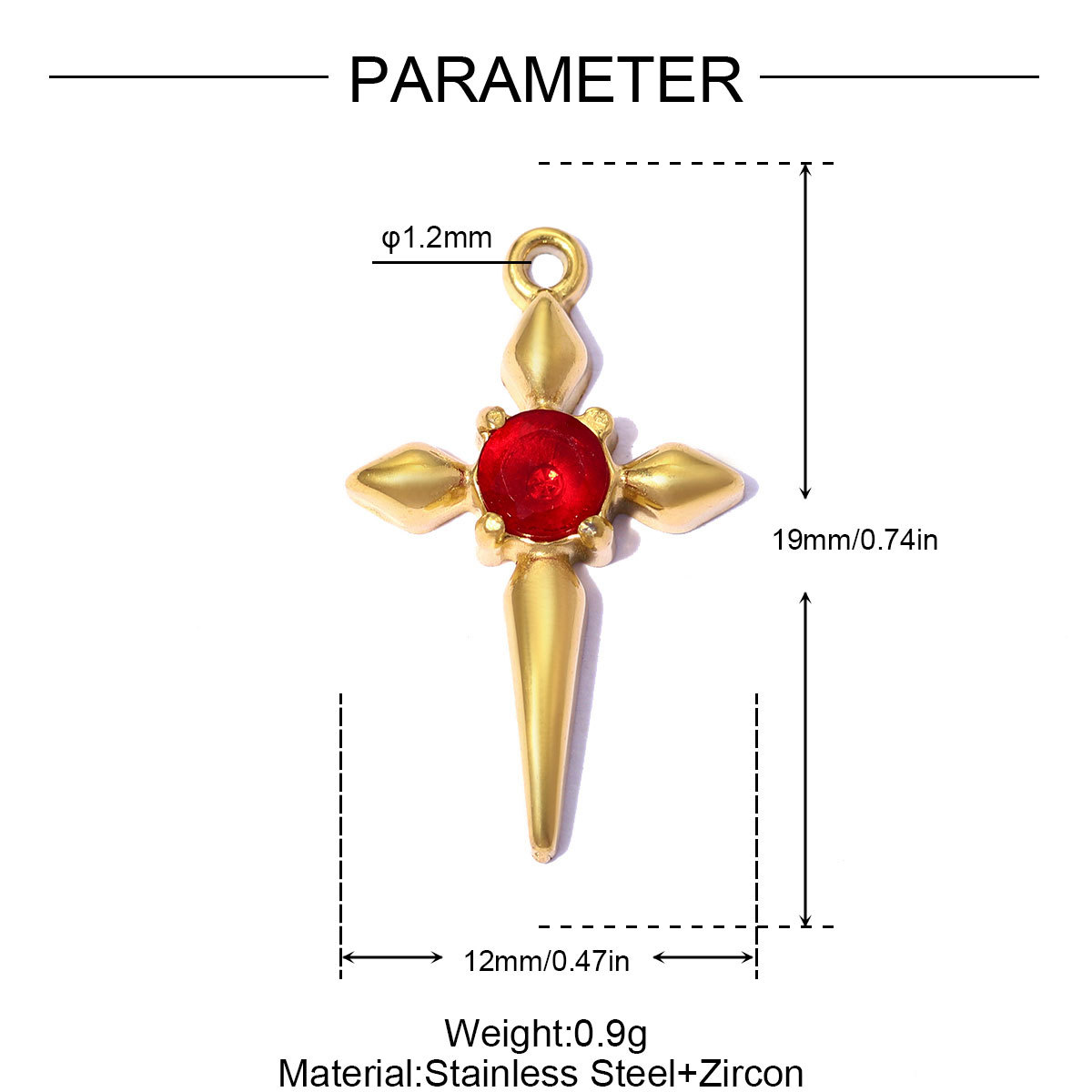 6pcs/pack French Retro 12x19mm Stainless Steel Zircon Cross DIY Earring Charms Star Necklace Pendants Woman Jewelry Wholesale