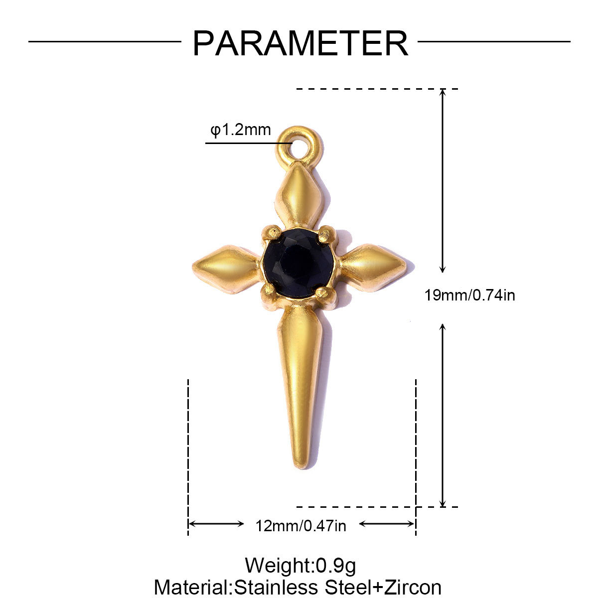 6pcs/pack French Retro 12x19mm Stainless Steel Zircon Cross DIY Earring Charms Star Necklace Pendants Woman Jewelry Wholesale