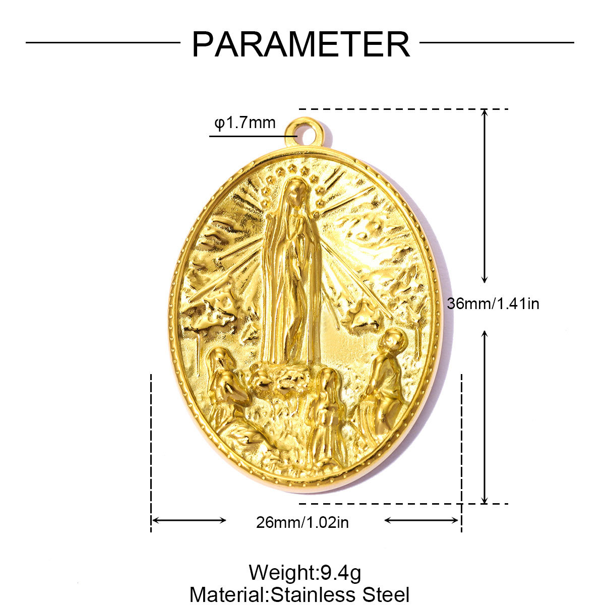 6pcs/pack Stainless Steel Holy Mother Virgin Mary Jesus DIY Charms Dinosaur Cross Necklace Pendants Woman Faith Jewelry Wholesale