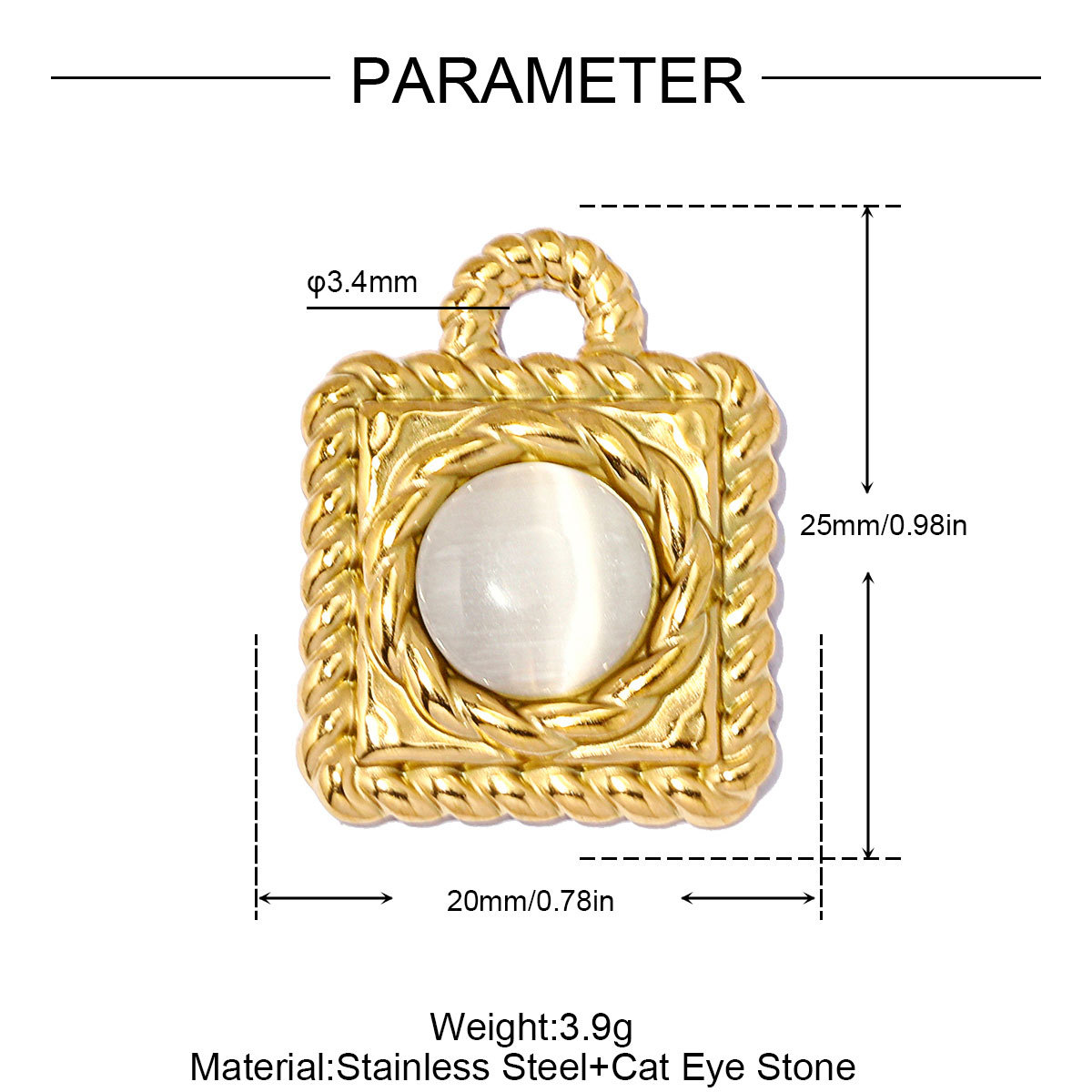 6pcs/pack Stainless Steel Cat Eye Suqare DIY Earring Charms Love Heart Necklace Pendants Woman Enamel Flower Jewelry Wholesale
