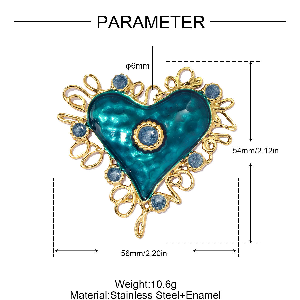6pcs/pack Stainless Steel Cat Eye Suqare DIY Earring Charms Love Heart Necklace Pendants Woman Enamel Flower Jewelry Wholesale