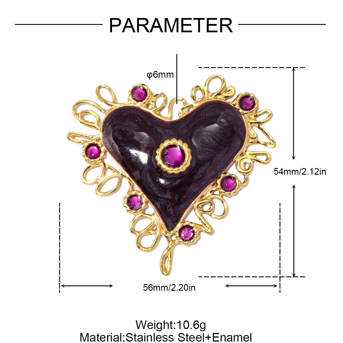 6pcs/pack Stainless Steel Cat Eye Suqare DIY Earring Charms Love Heart Necklace Pendants Woman Enamel Flower Jewelry Wholesale
