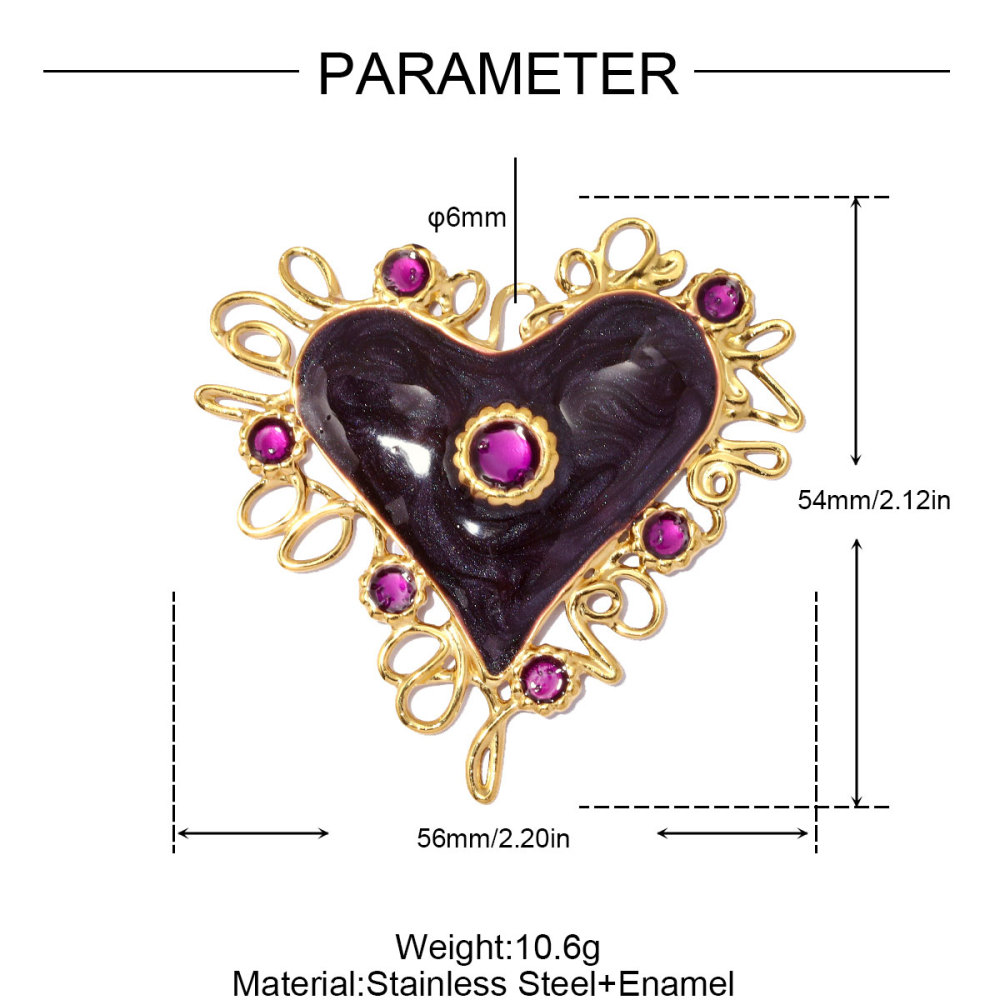 6pcs/pack Stainless Steel Cat Eye Suqare DIY Earring Charms Love Heart Necklace Pendants Woman Enamel Flower Jewelry Wholesale