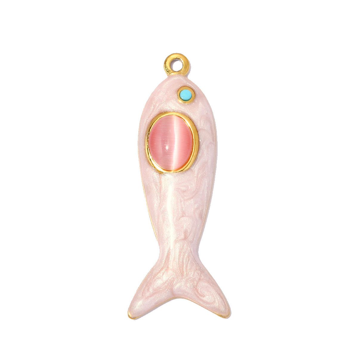 6pcs/pack Stainless Steel Natural Stone Evil Eye DIY Charms Enamel Fish Necklace Pendants Woman Heart Lock Jewelry Wholesale