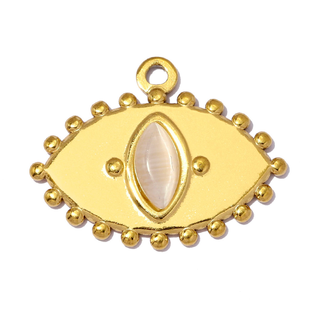 6pcs/pack Stainless Steel Natural Stone Evil Eye DIY Charms Enamel Fish Necklace Pendants Woman Heart Lock Jewelry Wholesale