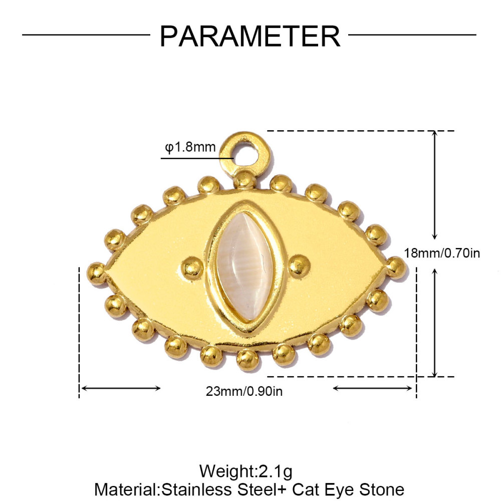 6pcs/pack Stainless Steel Natural Stone Evil Eye DIY Charms Enamel Fish Necklace Pendants Woman Heart Lock Jewelry Wholesale
