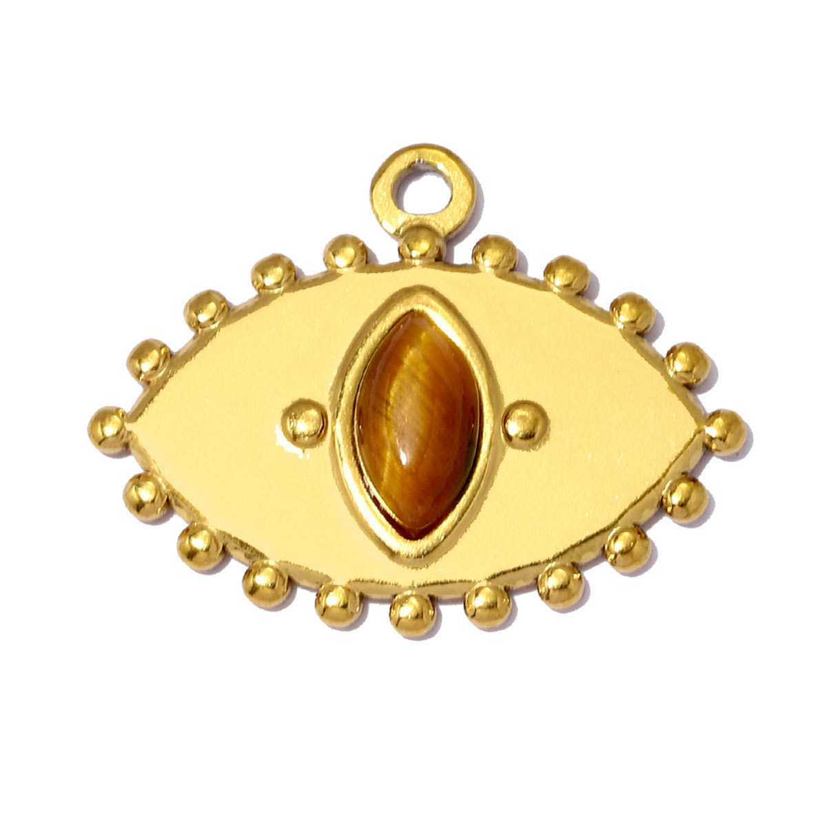6pcs/pack Stainless Steel Natural Stone Evil Eye DIY Charms Enamel Fish Necklace Pendants Woman Heart Lock Jewelry Wholesale