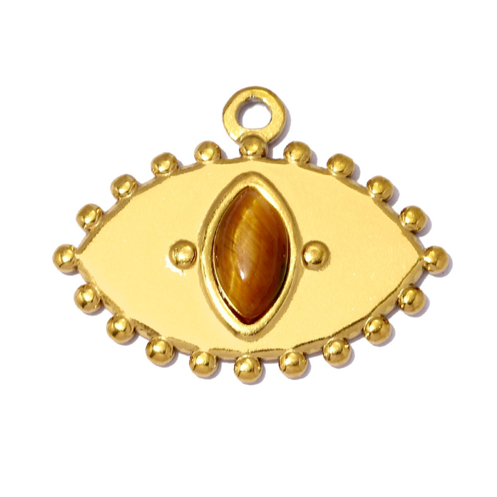 6pcs/pack Stainless Steel Natural Stone Evil Eye DIY Charms Enamel Fish Necklace Pendants Woman Heart Lock Jewelry Wholesale