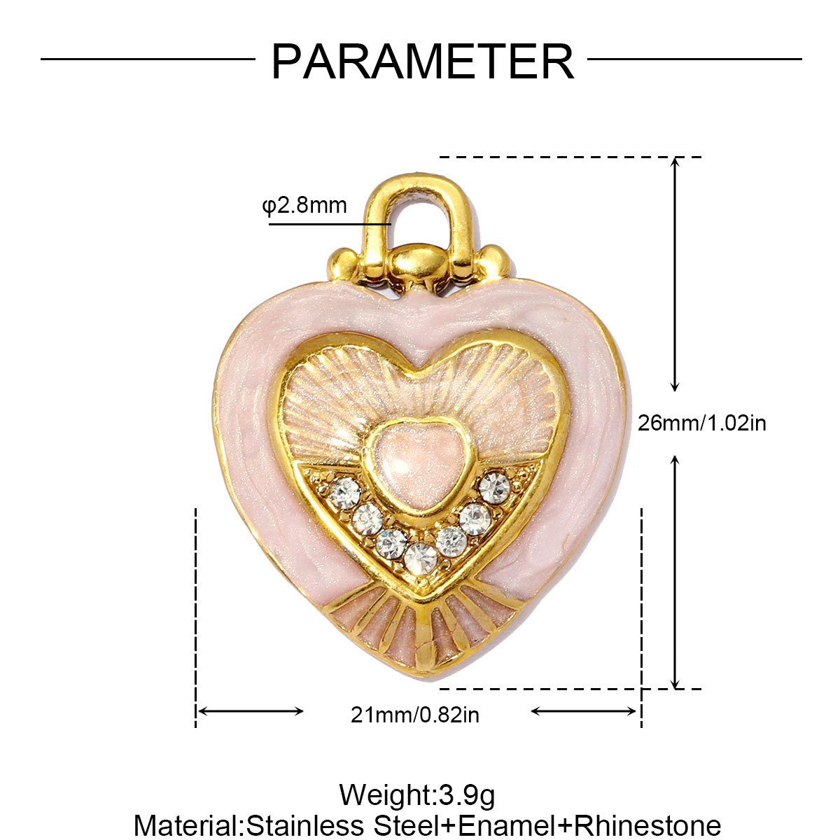 6pcs/pack Stainless Steel Natural Stone Evil Eye DIY Charms Enamel Fish Necklace Pendants Woman Heart Lock Jewelry Wholesale