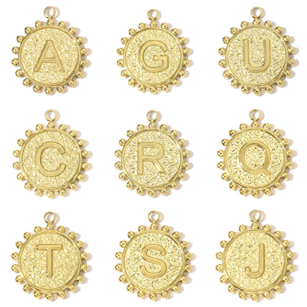 6pcs/pack Fashion Stainless Steel Flower Shaped English Letter A-Z Nacklace Pendant Initial Name DIY Charms Women Alphabet Jewelry