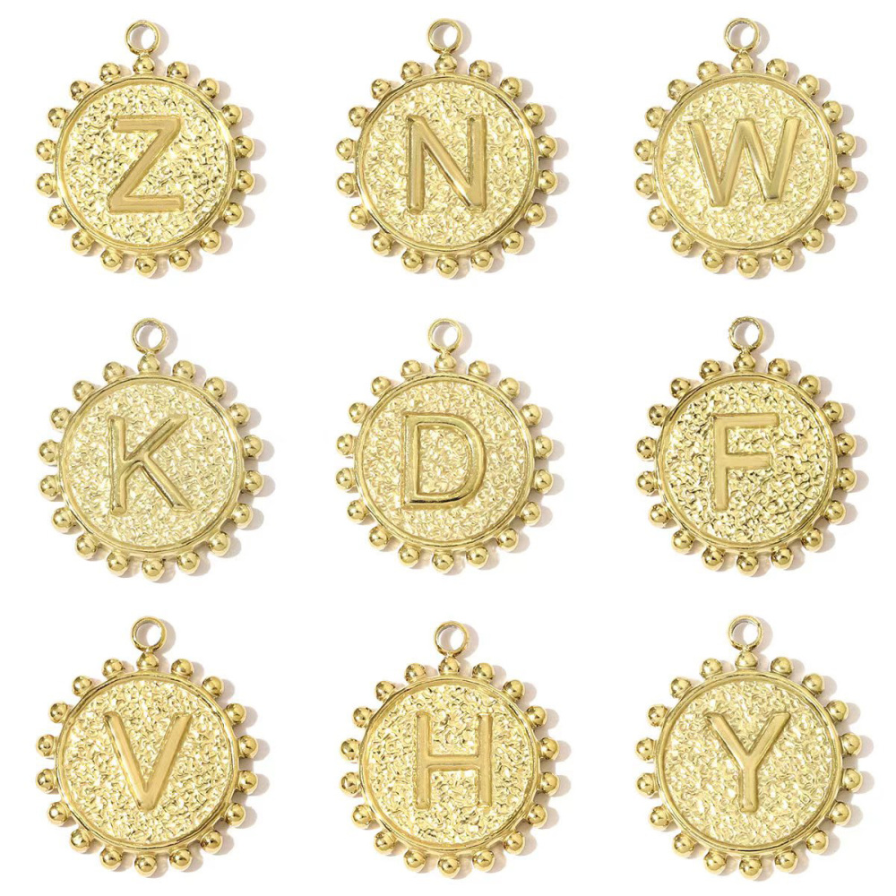 6pcs/pack Fashion Stainless Steel Flower Shaped English Letter A-Z Nacklace Pendant Initial Name DIY Charms Women Alphabet Jewelry