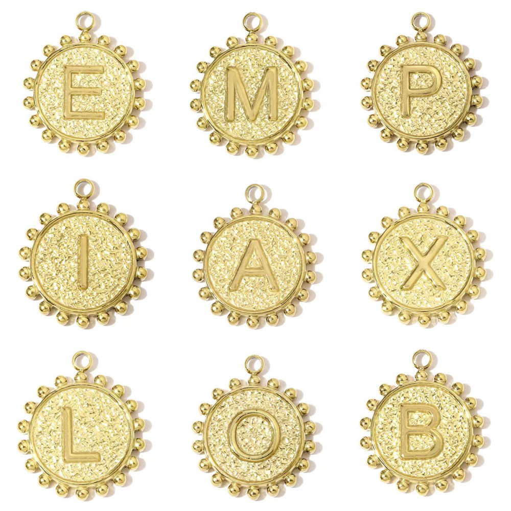 6pcs/pack Fashion Stainless Steel Flower Shaped English Letter A-Z Nacklace Pendant Initial Name DIY Charms Women Alphabet Jewelry