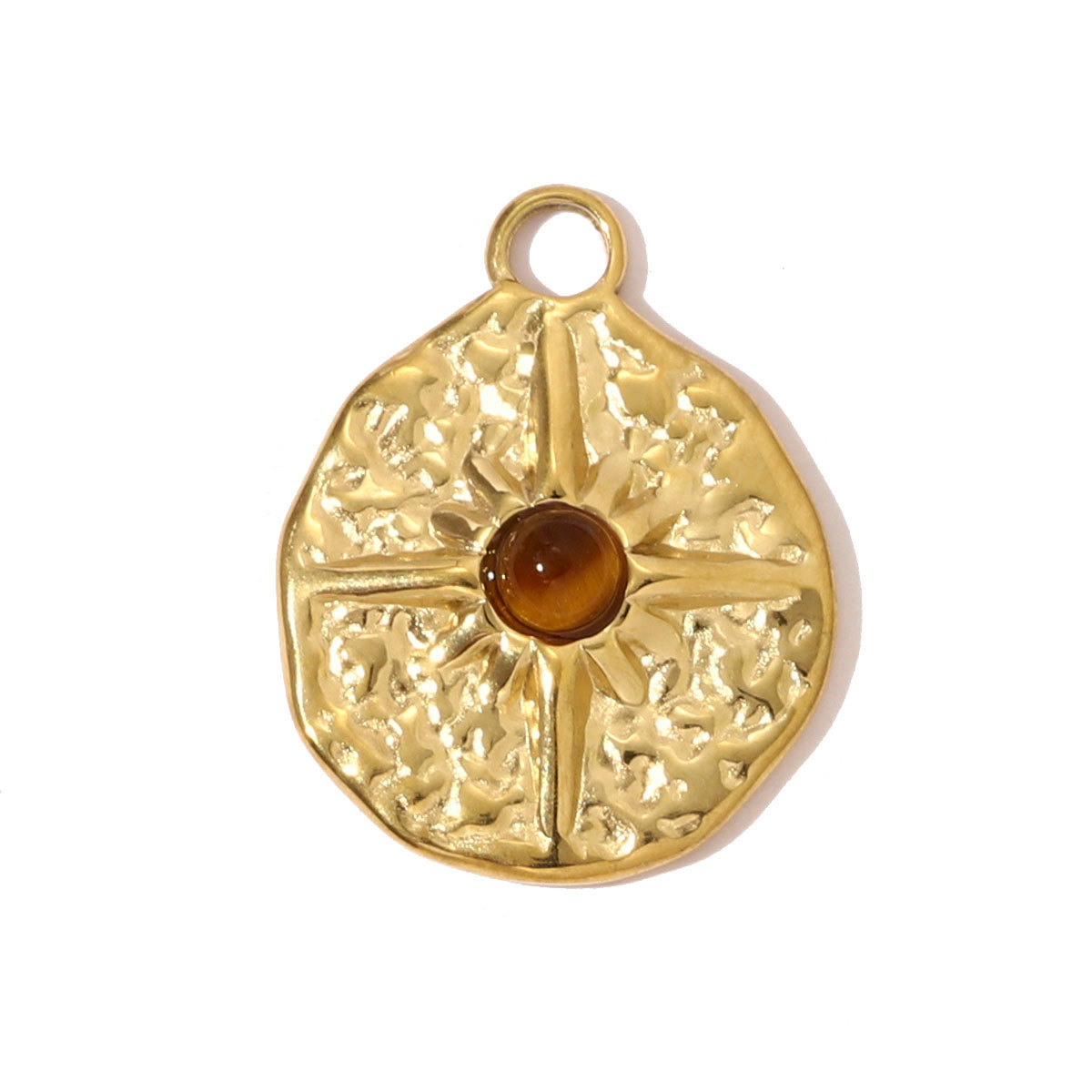 6pcs/pack French Stainless Steel Natural Tiger Eye Stone Nacklace Pendant Star Cross Oval DIY Charms Women Flower Leaf Jewelry