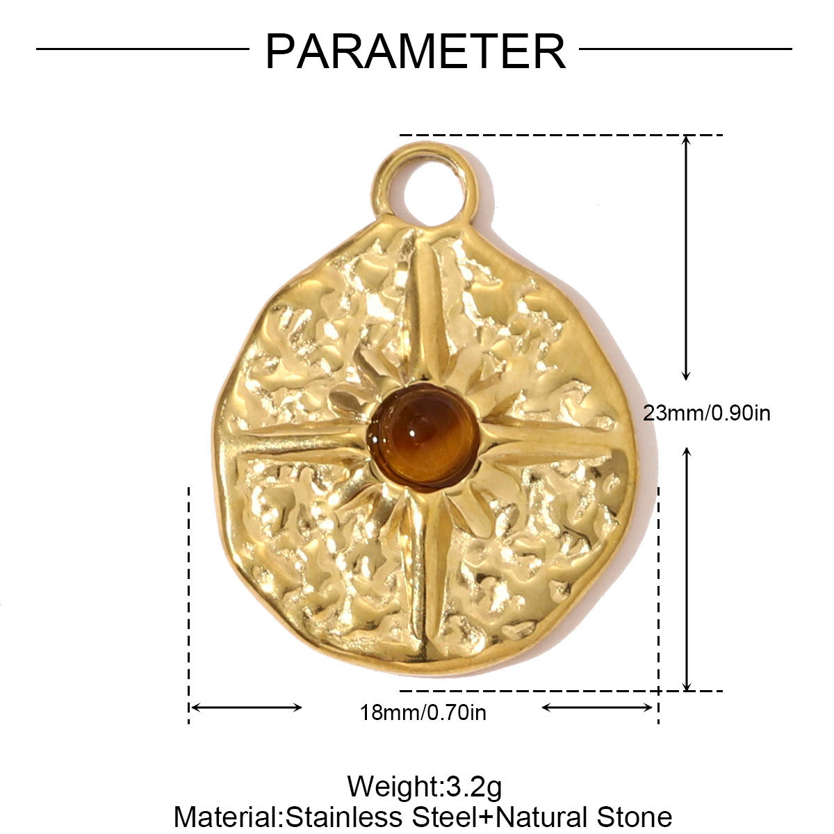 6pcs/pack French Stainless Steel Natural Tiger Eye Stone Nacklace Pendant Star Cross Oval DIY Charms Women Flower Leaf Jewelry