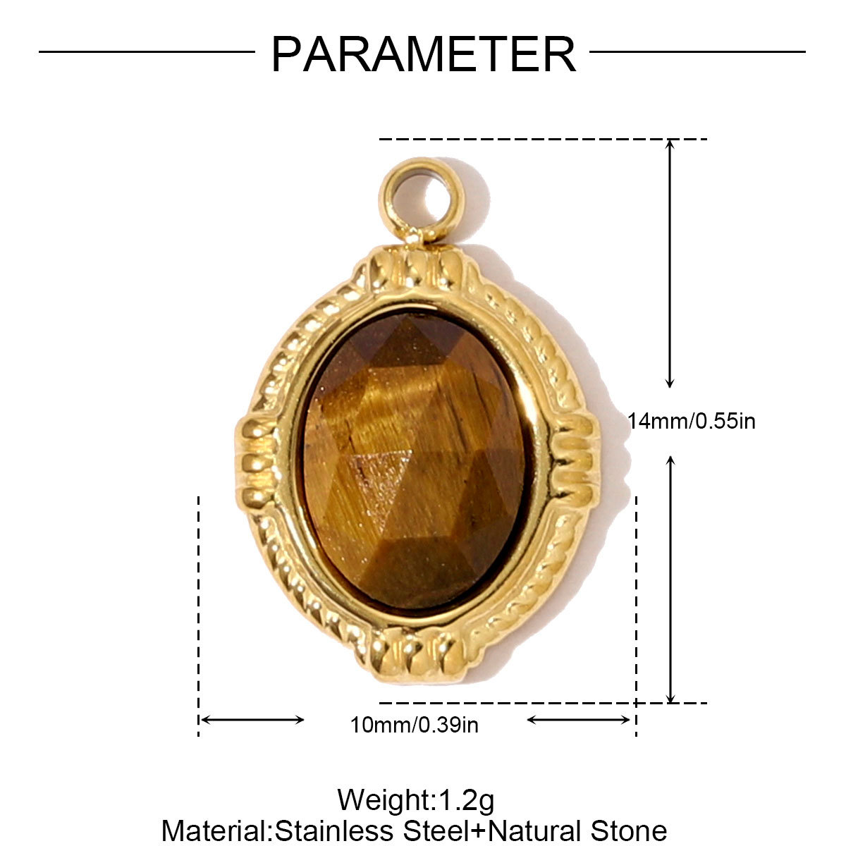 6pcs/pack French Stainless Steel Natural Tiger Eye Stone Nacklace Pendant Star Cross Oval DIY Charms Women Flower Leaf Jewelry