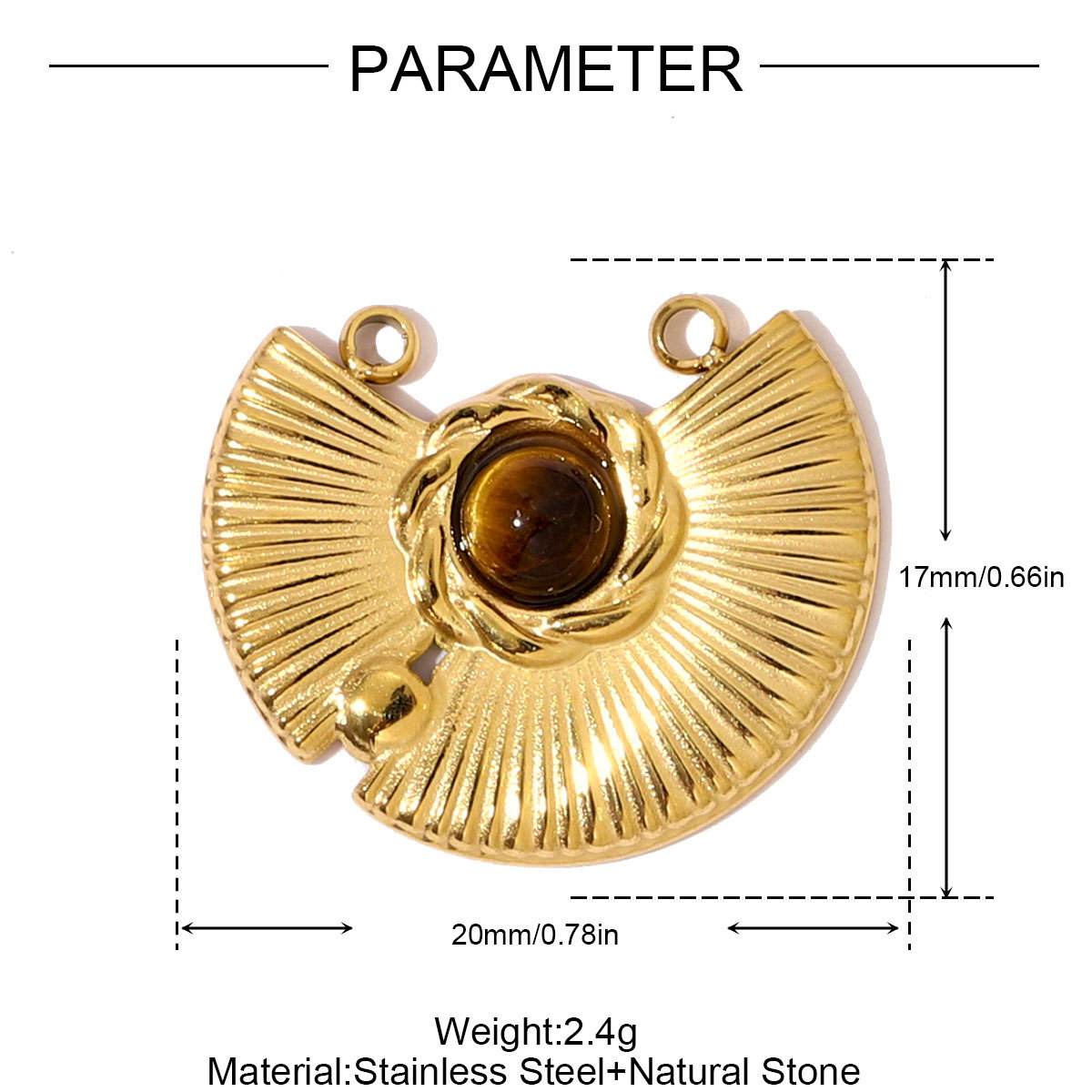 6pcs/pack French Stainless Steel Natural Tiger Eye Stone Nacklace Pendant Star Cross Oval DIY Charms Women Flower Leaf Jewelry