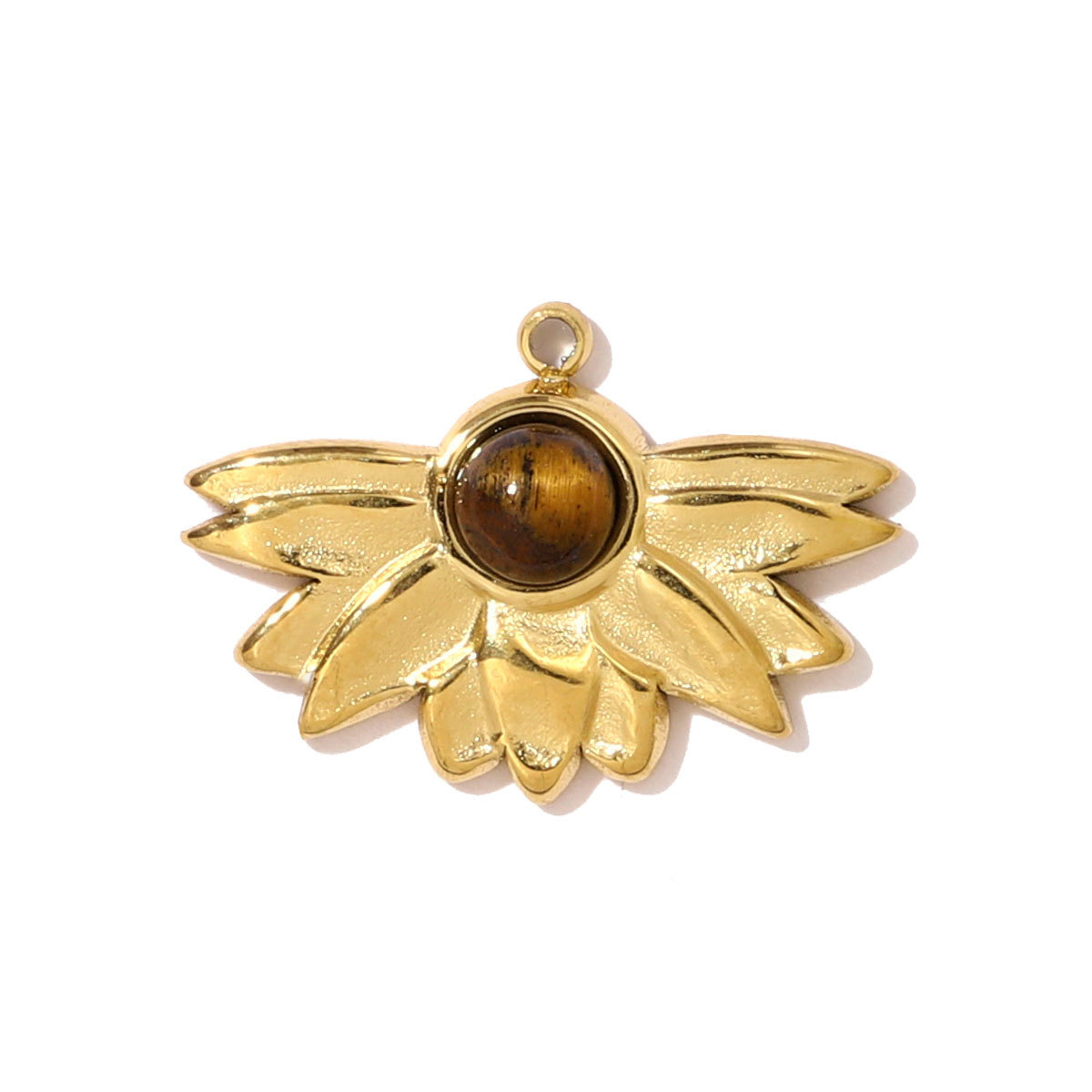 6pcs/pack French Stainless Steel Natural Tiger Eye Stone Nacklace Pendant Star Cross Oval DIY Charms Women Flower Leaf Jewelry
