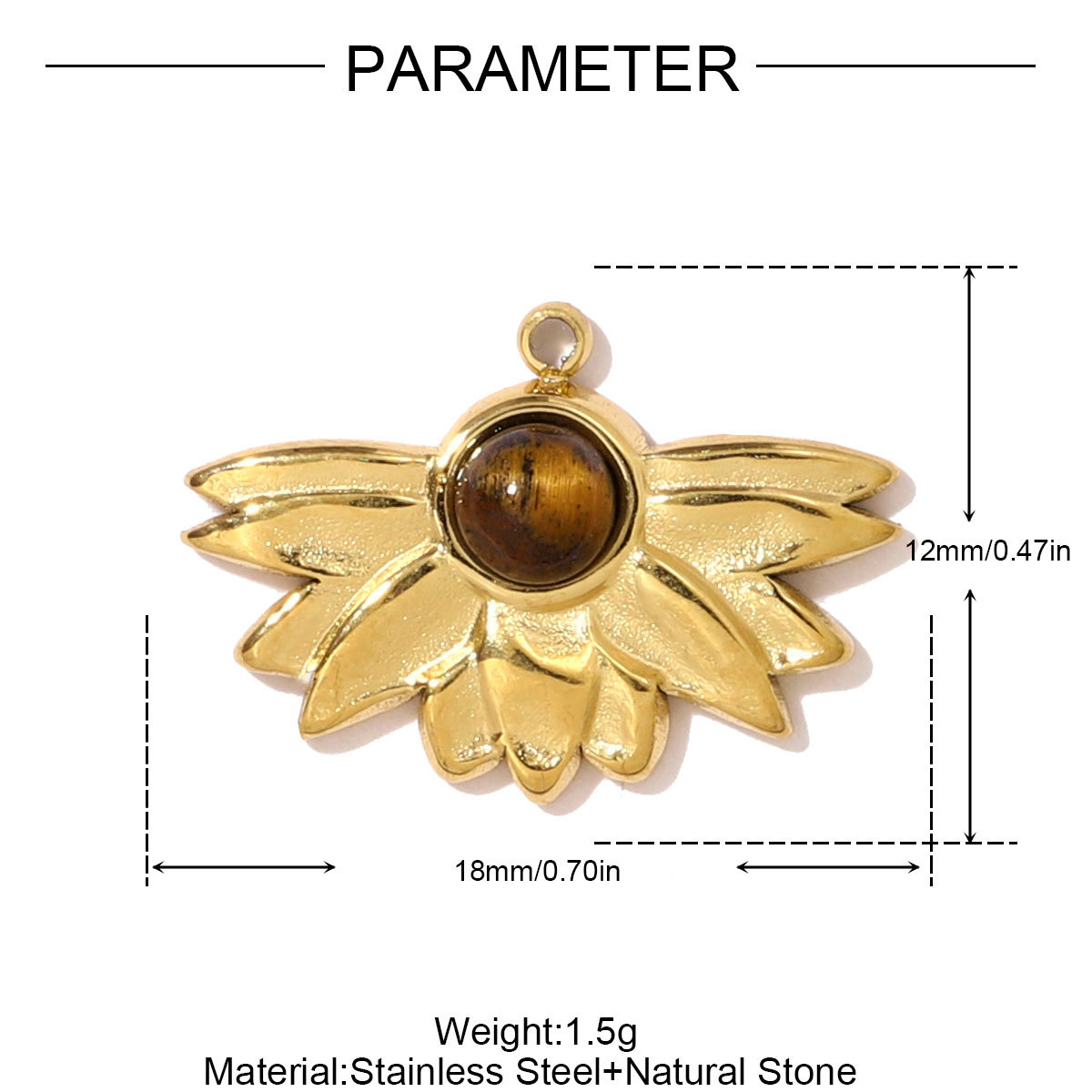 6pcs/pack French Stainless Steel Natural Tiger Eye Stone Nacklace Pendant Star Cross Oval DIY Charms Women Flower Leaf Jewelry