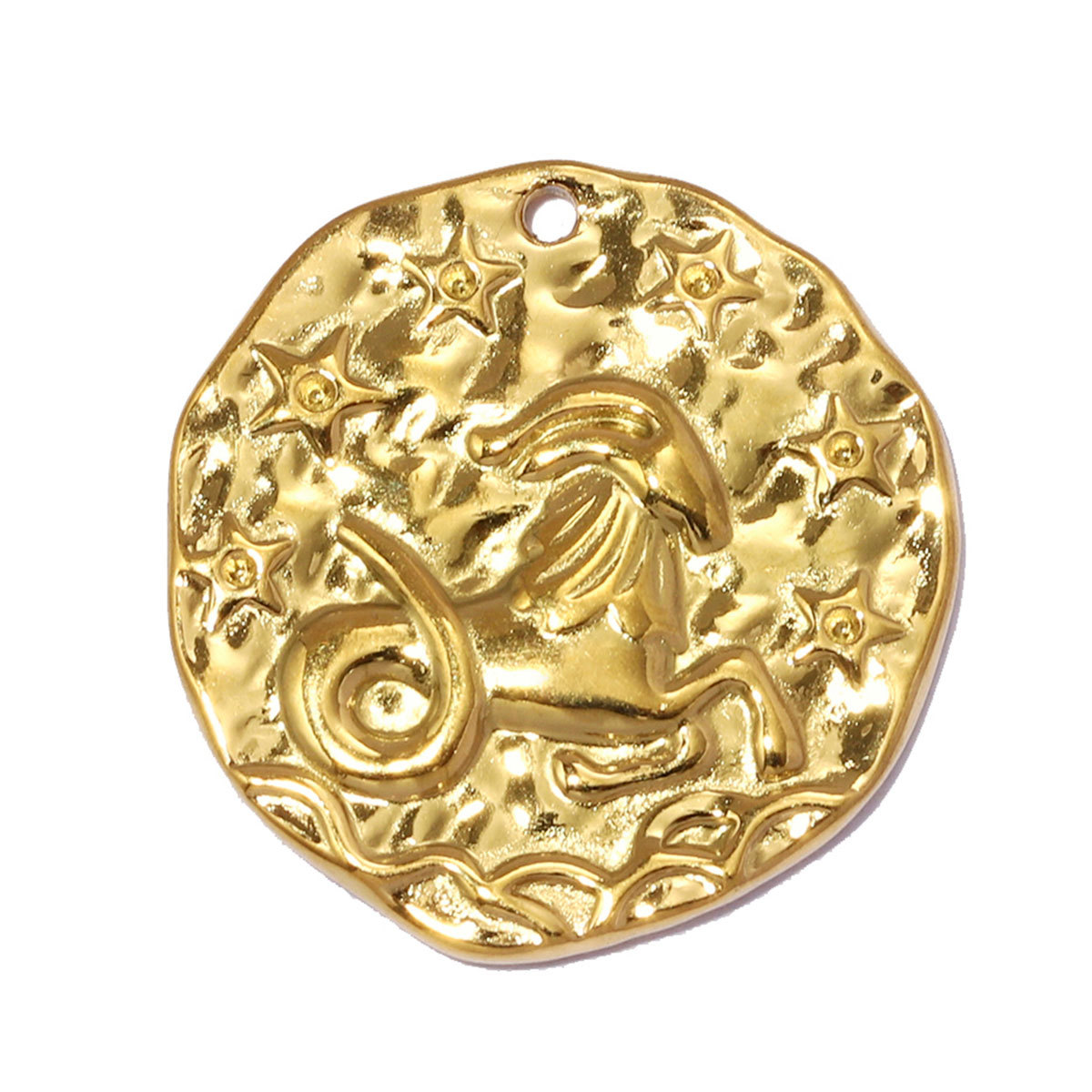 6pcs/pack Stainless Steel 18K Real Gold Plated Zodiac DIY Charms 12 Star Sign Necklace Pendants Woman 21mm Disc Jewelry Wholesale