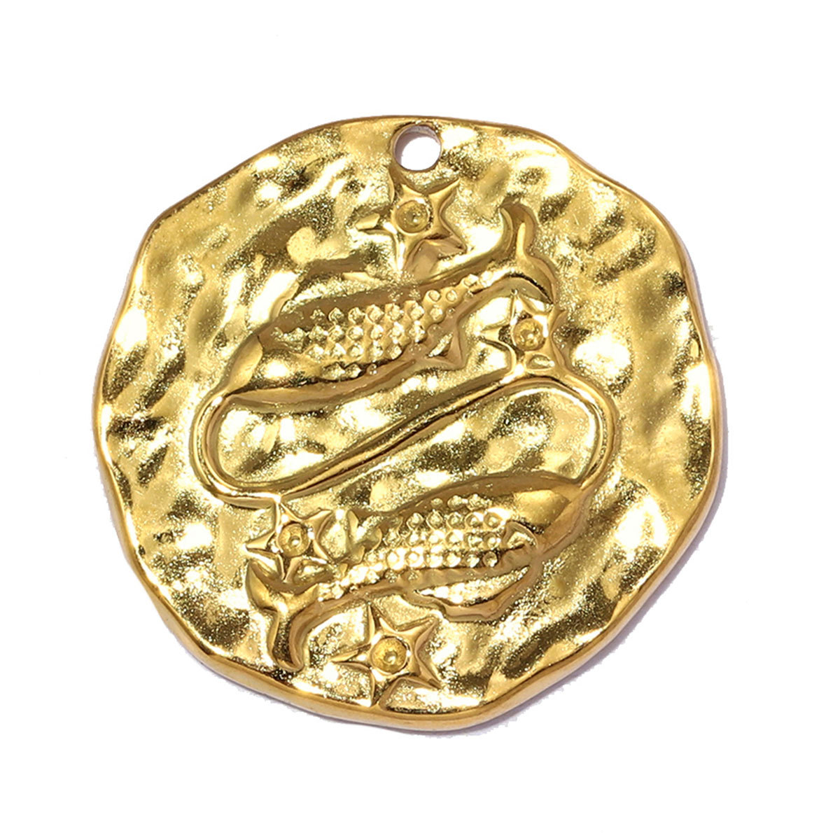 6pcs/pack Stainless Steel 18K Real Gold Plated Zodiac DIY Charms 12 Star Sign Necklace Pendants Woman 21mm Disc Jewelry Wholesale