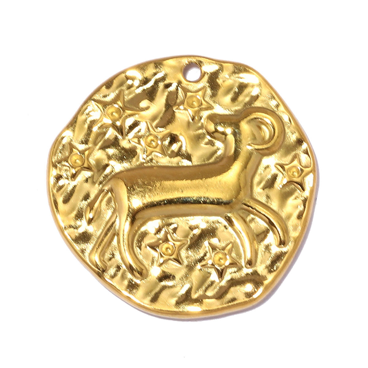 6pcs/pack Stainless Steel 18K Real Gold Plated Zodiac DIY Charms 12 Star Sign Necklace Pendants Woman 21mm Disc Jewelry Wholesale