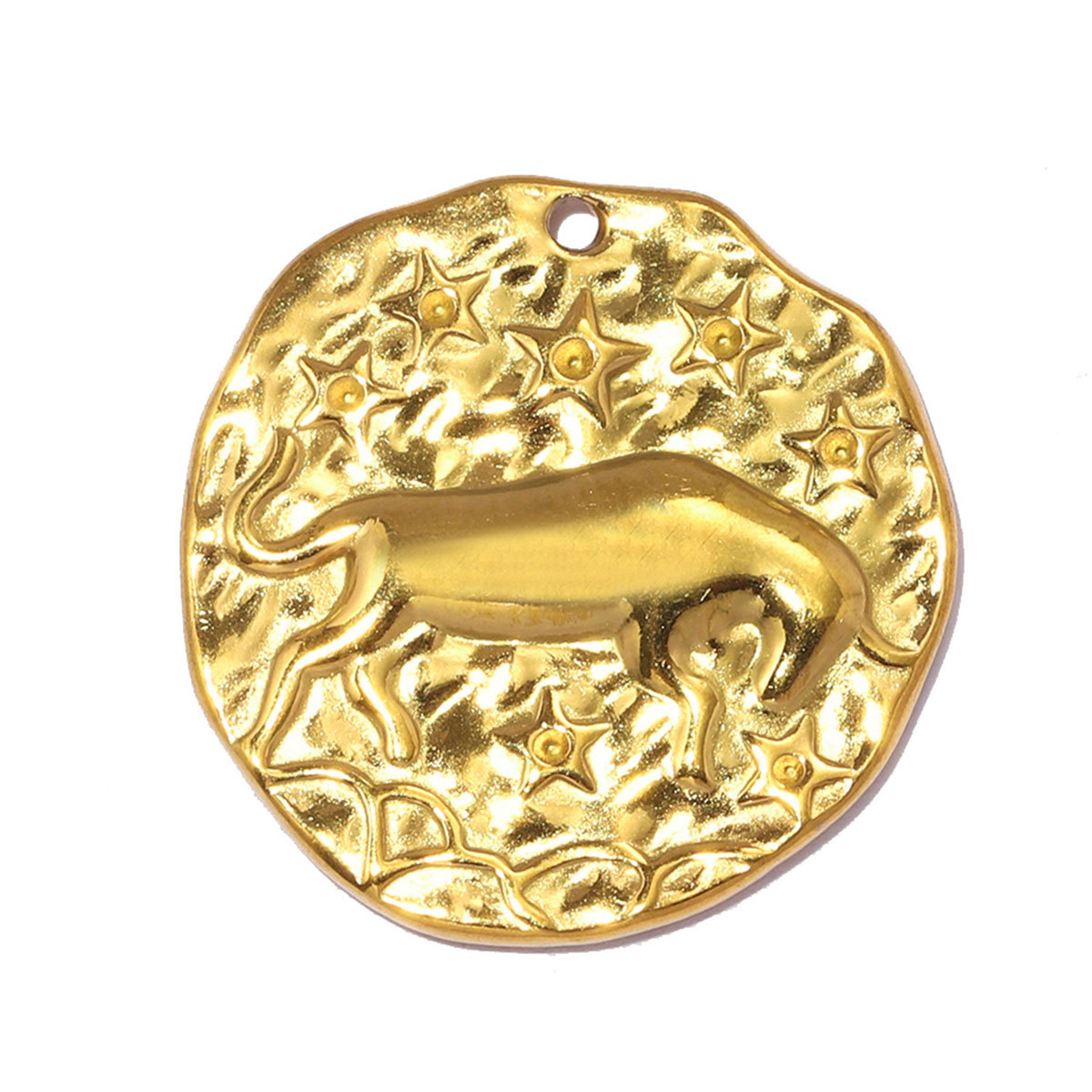 6pcs/pack Stainless Steel 18K Real Gold Plated Zodiac DIY Charms 12 Star Sign Necklace Pendants Woman 21mm Disc Jewelry Wholesale