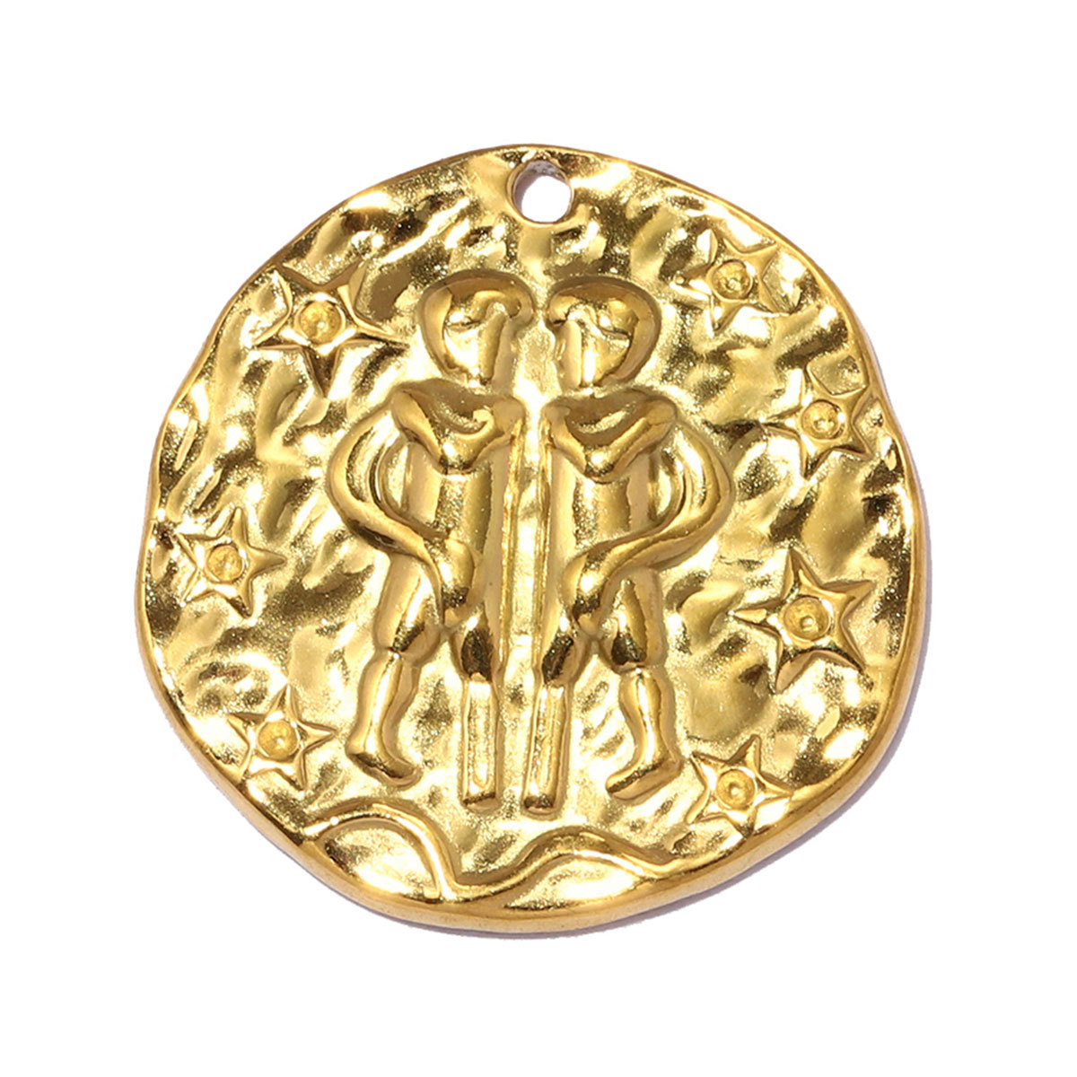 6pcs/pack Stainless Steel 18K Real Gold Plated Zodiac DIY Charms 12 Star Sign Necklace Pendants Woman 21mm Disc Jewelry Wholesale