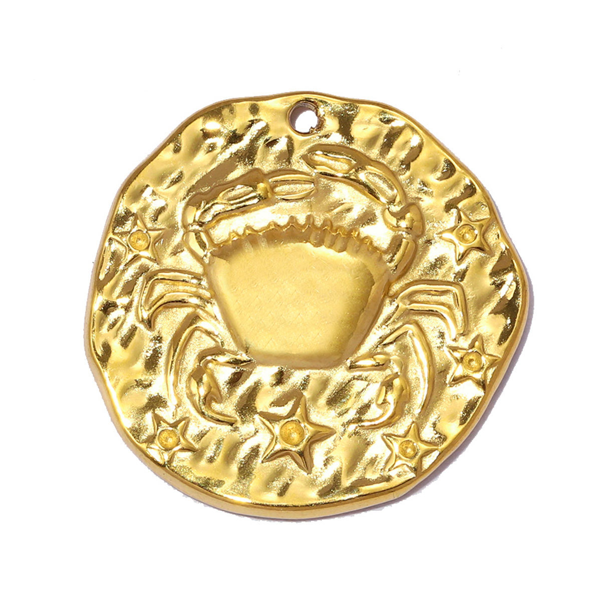 6pcs/pack Stainless Steel 18K Real Gold Plated Zodiac DIY Charms 12 Star Sign Necklace Pendants Woman 21mm Disc Jewelry Wholesale