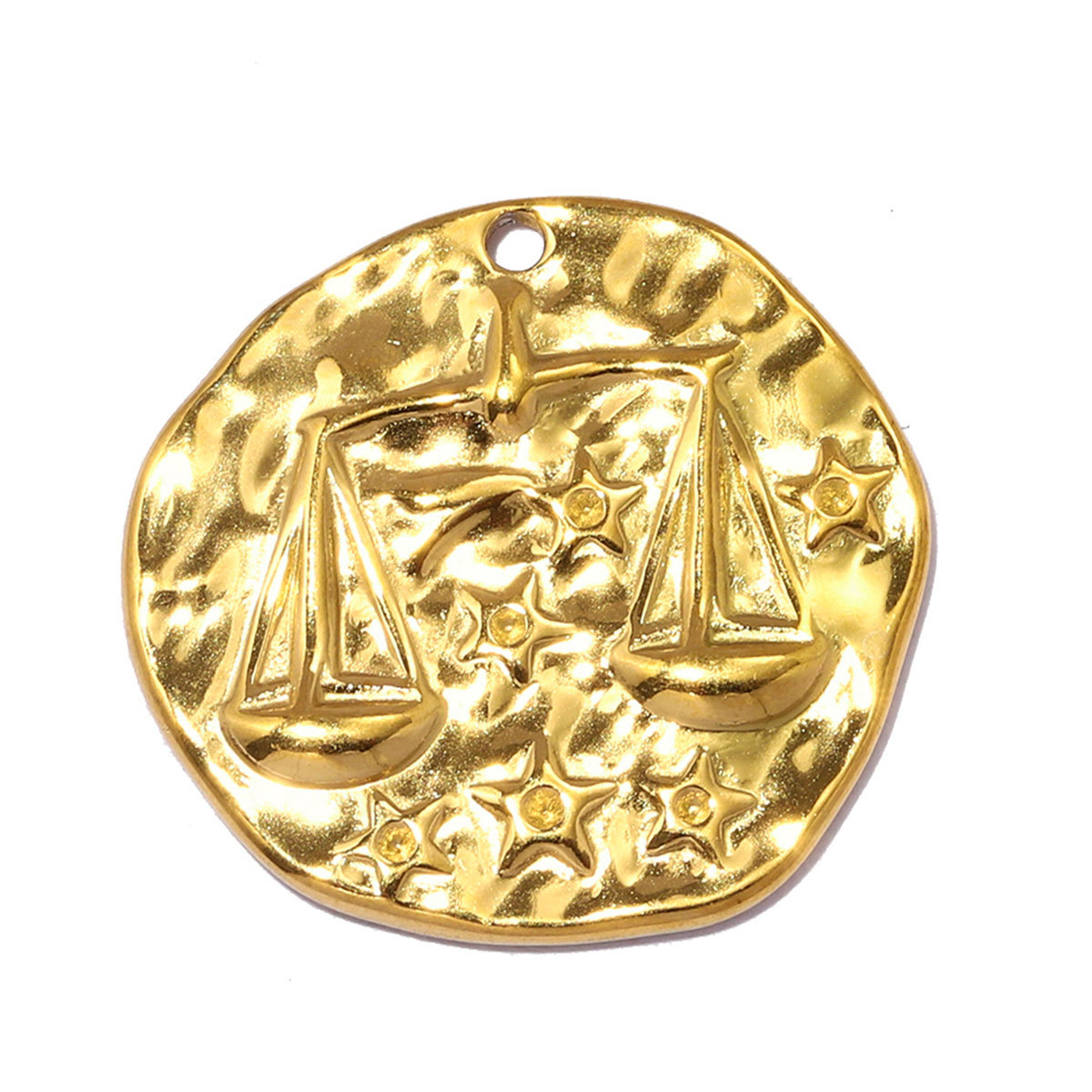 6pcs/pack Stainless Steel 18K Real Gold Plated Zodiac DIY Charms 12 Star Sign Necklace Pendants Woman 21mm Disc Jewelry Wholesale