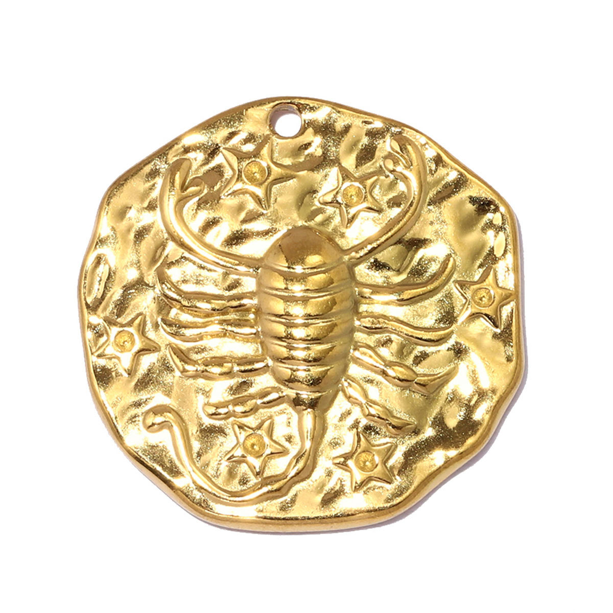 6pcs/pack Stainless Steel 18K Real Gold Plated Zodiac DIY Charms 12 Star Sign Necklace Pendants Woman 21mm Disc Jewelry Wholesale