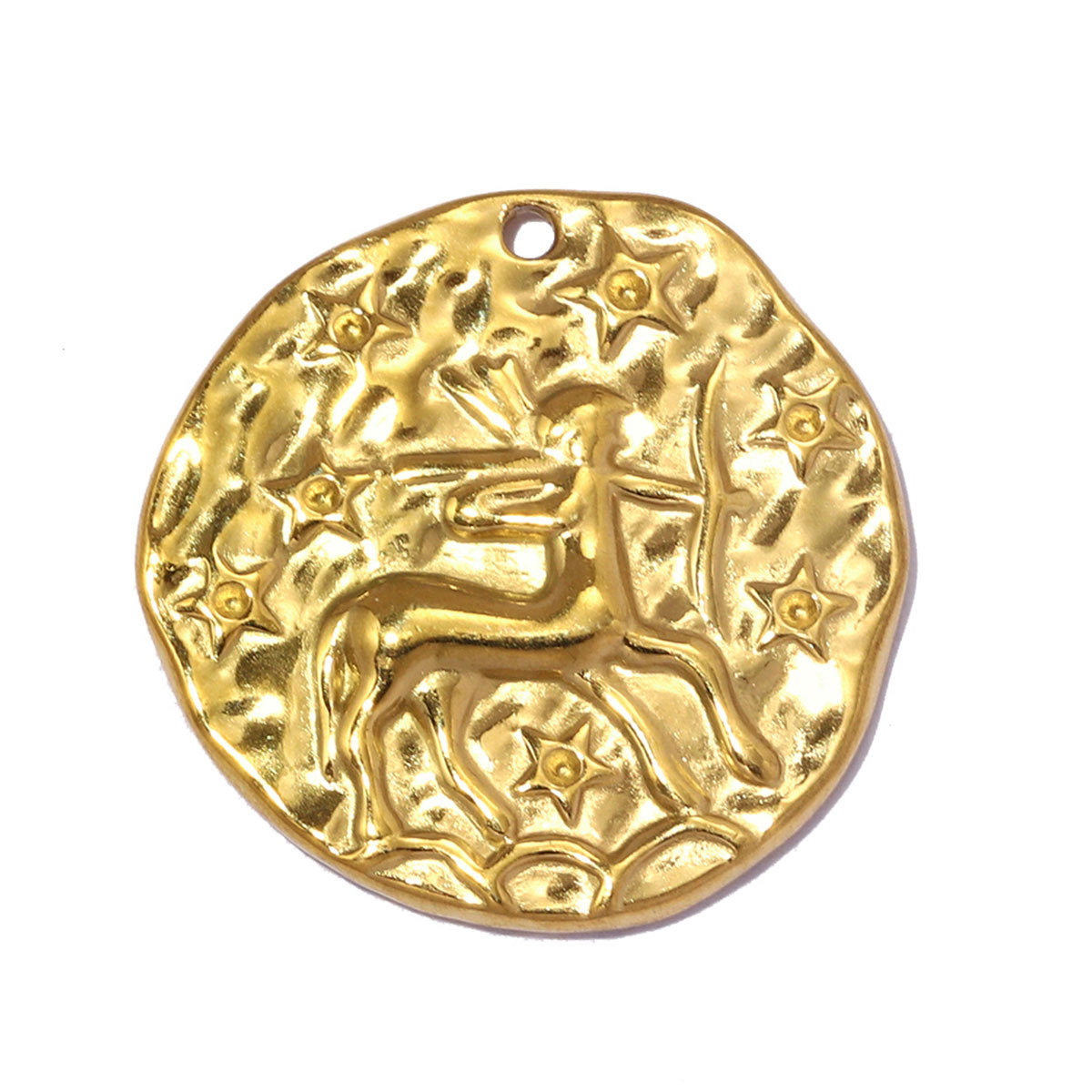 6pcs/pack Stainless Steel 18K Real Gold Plated Zodiac DIY Charms 12 Star Sign Necklace Pendants Woman 21mm Disc Jewelry Wholesale