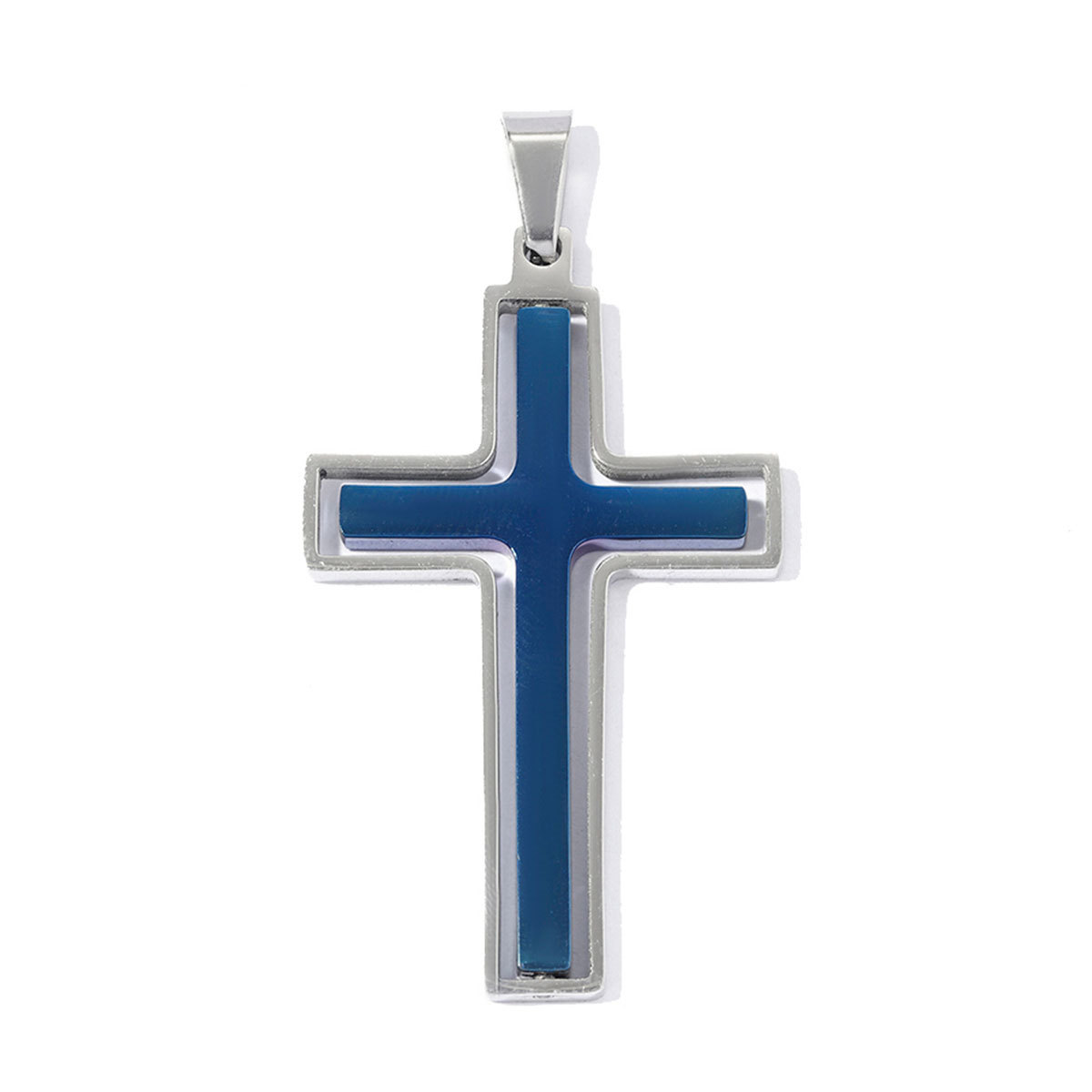 6pcs/pack Stainless Steel Cross Necklace Pendants 25x48mm Suqare Swivel Crucifix DIY Charms Man Two Tone  Jewelry Wholesale