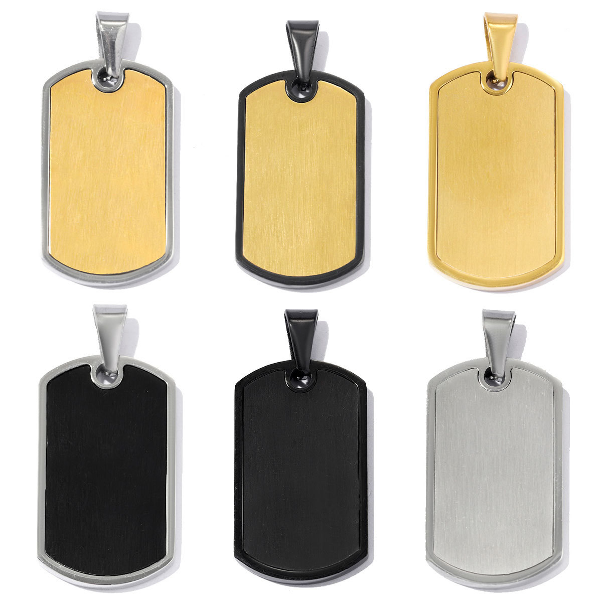 6pcs/pack Fashion Stainless Steel Military Dog Tag Necklace Pendants Blank Couple DIY Charms Man Woman Gift Jewelry Wholesale
