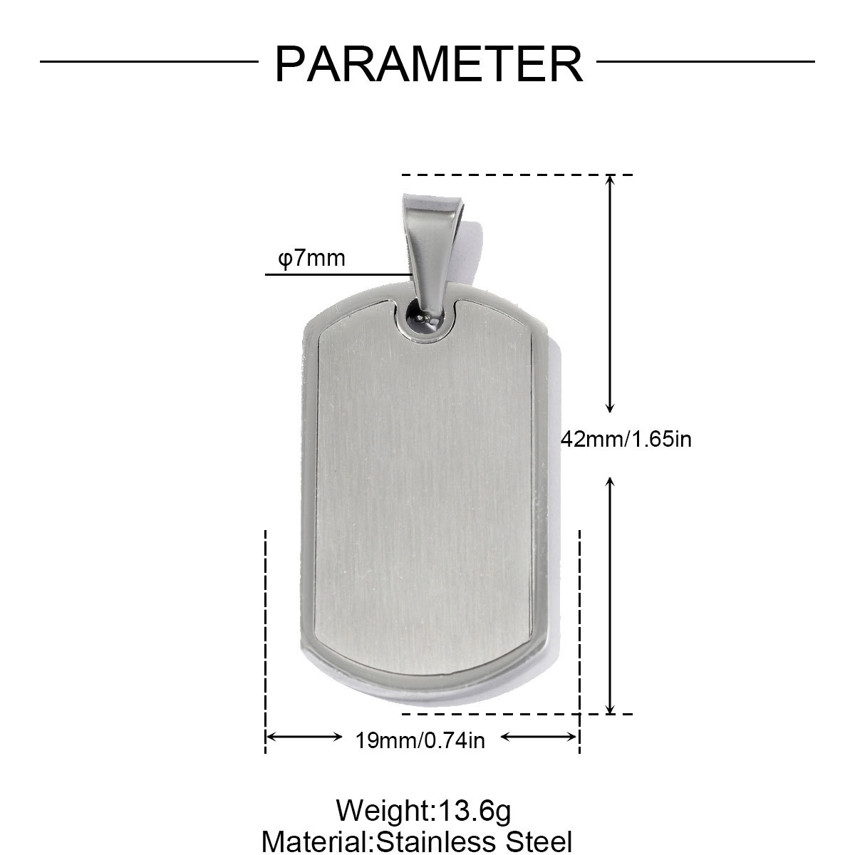 6pcs/pack Fashion Stainless Steel Military Dog Tag Necklace Pendants Blank Couple DIY Charms Man Woman Gift Jewelry Wholesale