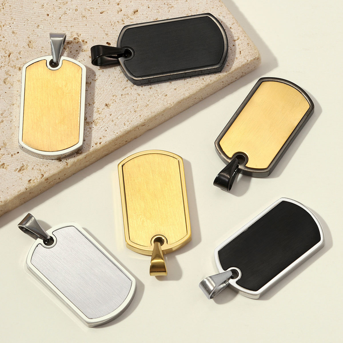 6pcs/pack Fashion Stainless Steel Military Dog Tag Necklace Pendants Blank Couple DIY Charms Man Woman Gift Jewelry Wholesale
