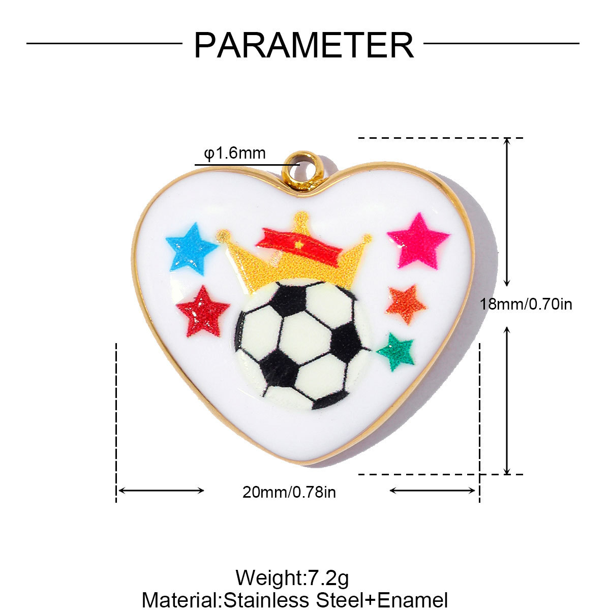 6pcs/pack Fashion Stainless Steel Basketball Tennis DIY Charms Heart Shaped Trophy Necklace Pendants Sporty Style Jewelry Wholesale