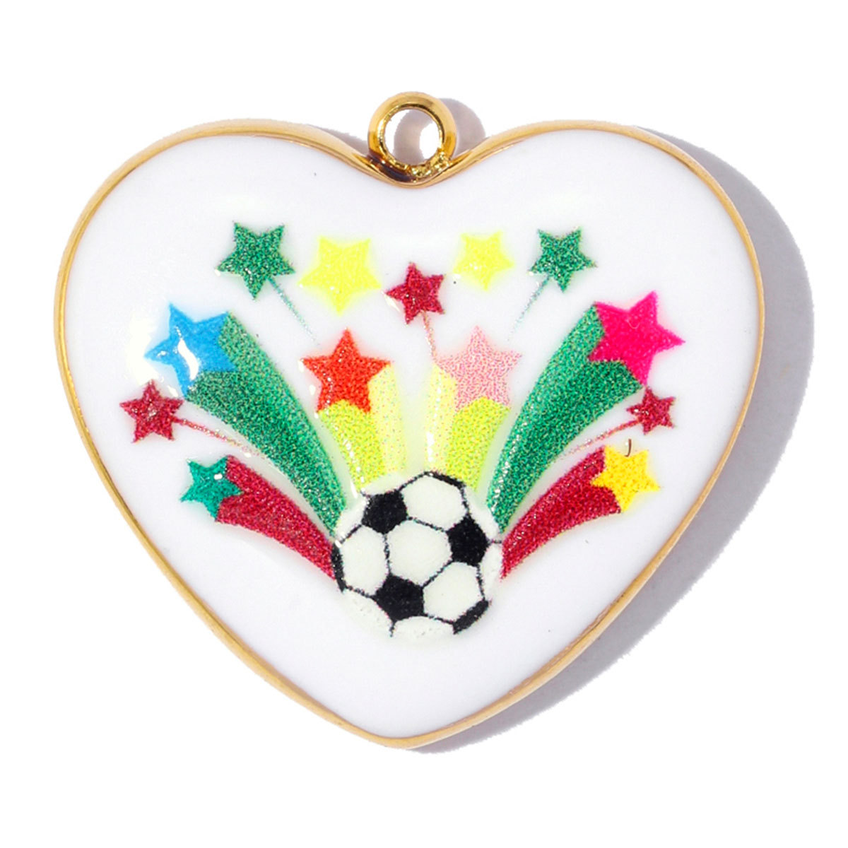 6pcs/pack Fashion Stainless Steel Basketball Tennis DIY Charms Heart Shaped Trophy Necklace Pendants Sporty Style Jewelry Wholesale