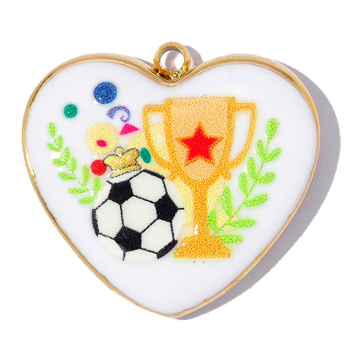 6pcs/pack Fashion Stainless Steel Basketball Tennis DIY Charms Heart Shaped Trophy Necklace Pendants Sporty Style Jewelry Wholesale