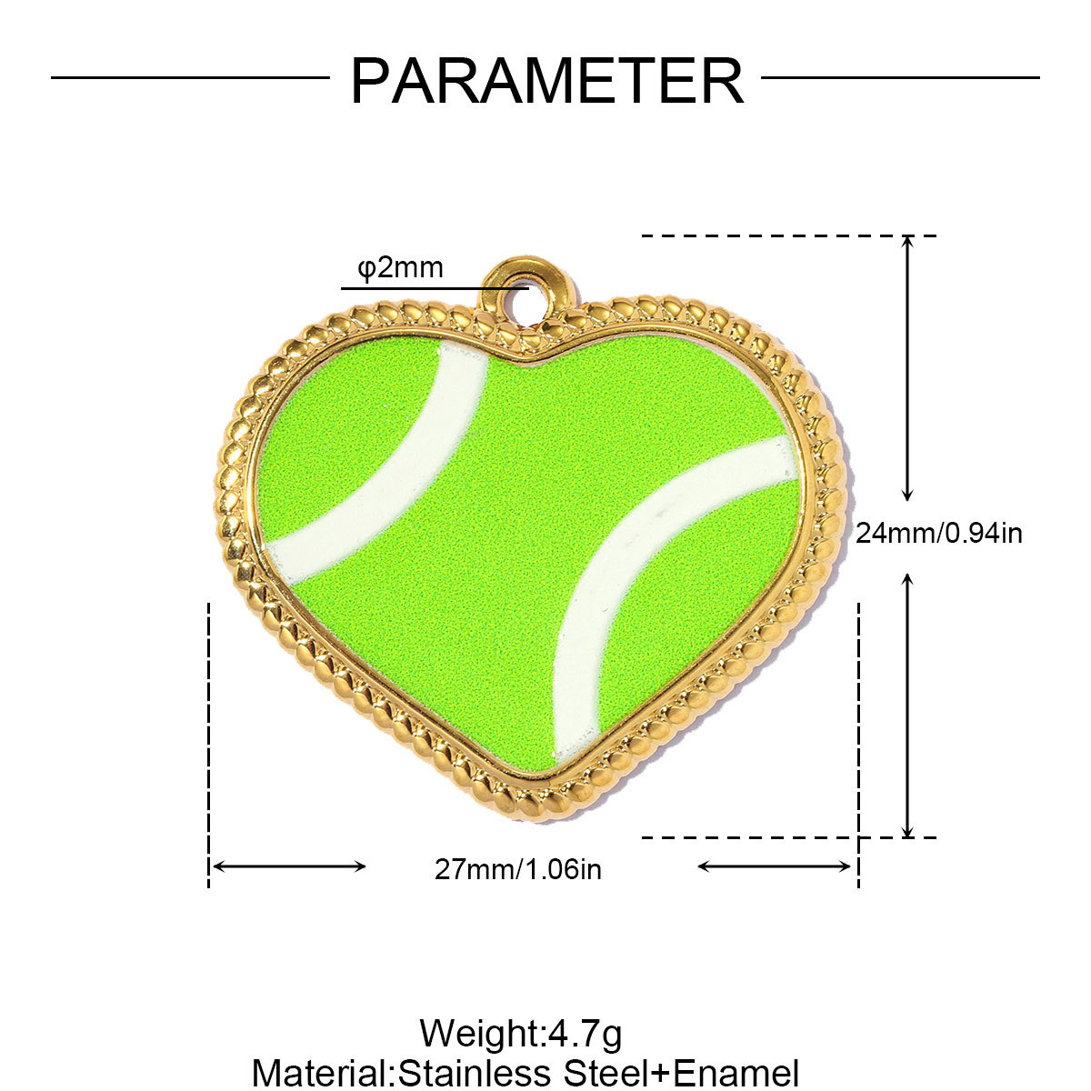 6pcs/pack Fashion Stainless Steel Basketball Tennis DIY Charms Heart Shaped Trophy Necklace Pendants Sporty Style Jewelry Wholesale