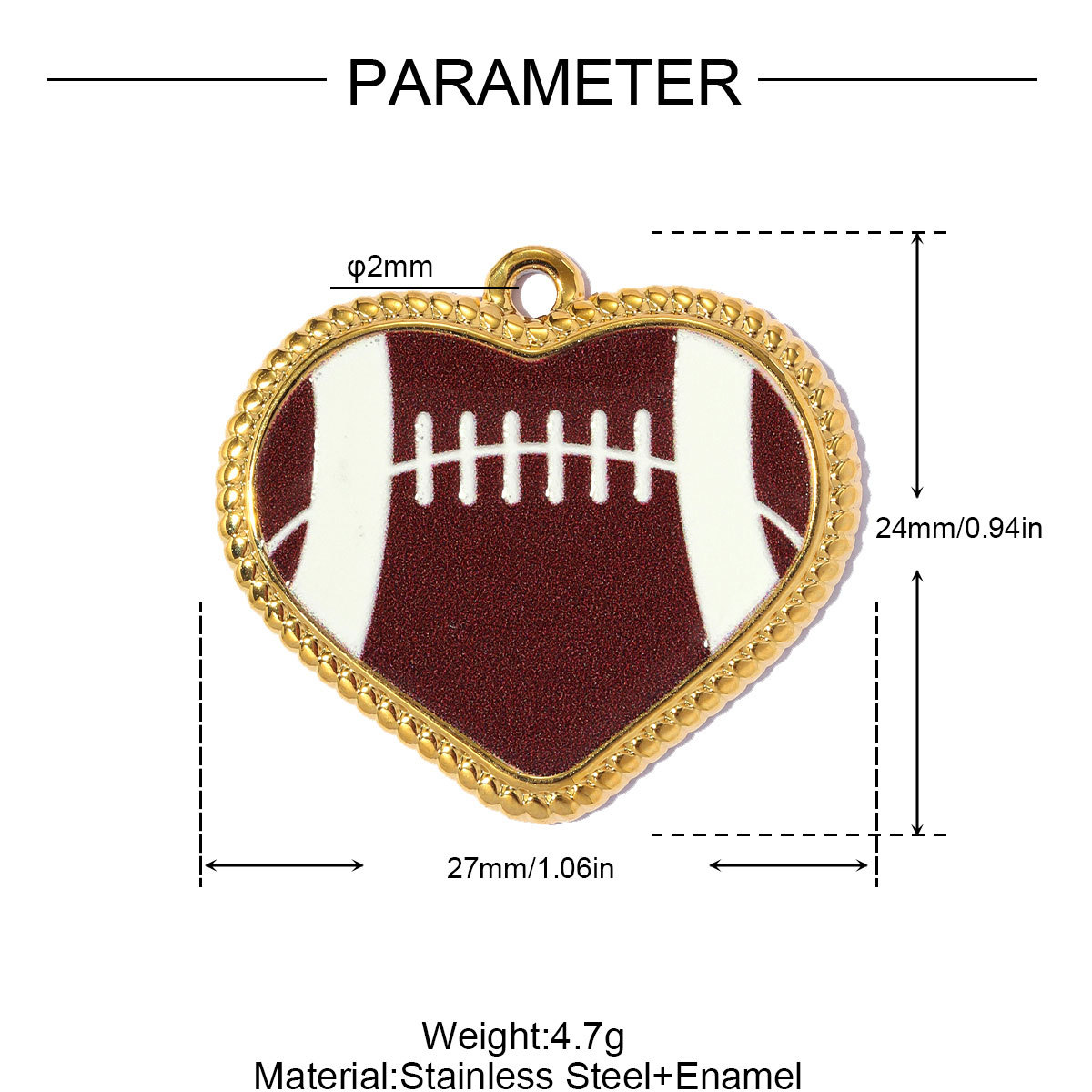 6pcs/pack Fashion Stainless Steel Basketball Tennis DIY Charms Heart Shaped Trophy Necklace Pendants Sporty Style Jewelry Wholesale