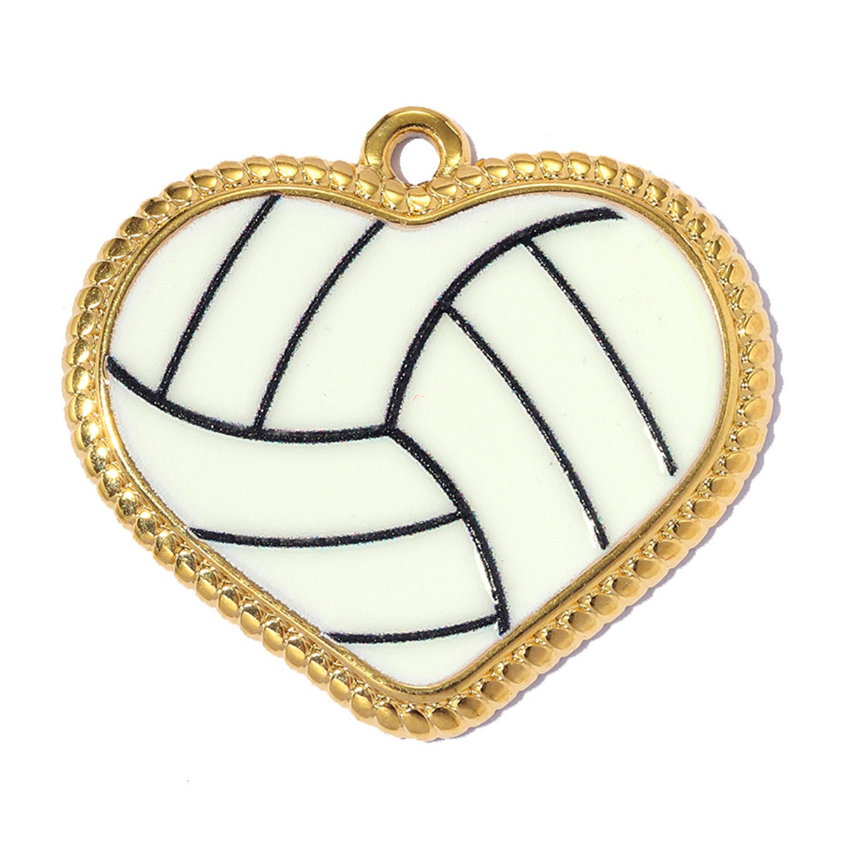 6pcs/pack Fashion Stainless Steel Basketball Tennis DIY Charms Heart Shaped Trophy Necklace Pendants Sporty Style Jewelry Wholesale